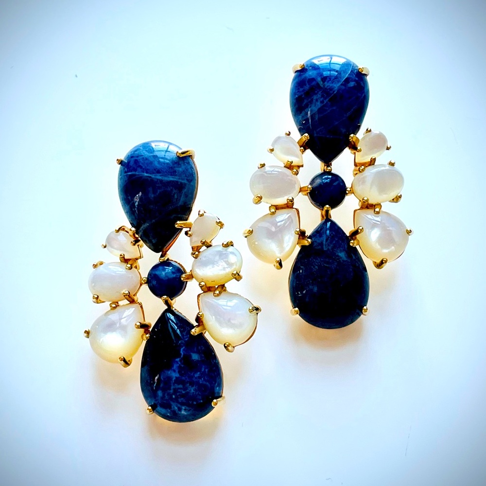 Brazilian semi precious stone earrings gold plated